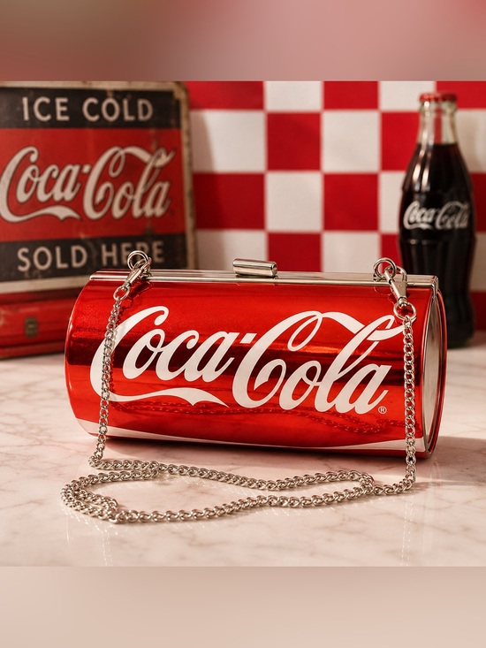Coca Cola Handbags - Coca-Cola Can Clutch Crossbody Purse Red Metallic Licensed Novelty Bag NIB